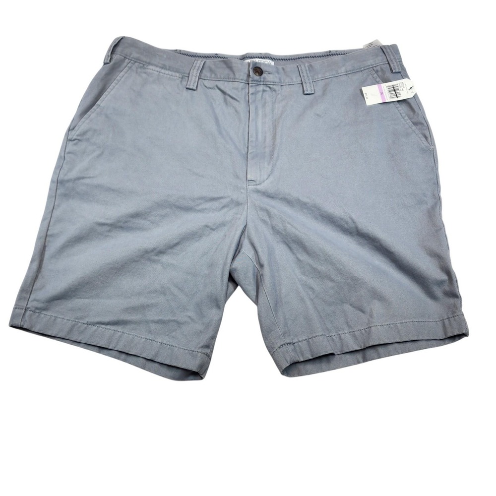 Nautica Mens Size 38 Gray Chino Shorts NWT Flat Front Cotton 9 Inch Inseam